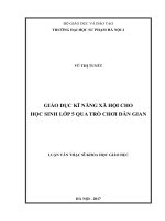 Giáo dục kĩ năng xã hội cho học sinh lớp 5 qua trò chơi dân gian (LV02591) 