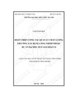 Hoàn thiện công tác quản lý chất lượng thi công xây dựng công trình thuộc dự án đại học huế giai đoạn II (tt) 