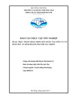 THỰC TRẠNG HOẠT ĐỘNG bán HÀNG tại CTY cổ PHẦN đầu tư KINH DOANH PHÚ GIA THỊNH