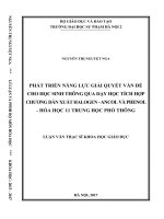 Phát triển năng lực giải quyết vấn đề cho học sinh thông qua dạy học tích hợp chương dẫn xuất halogen – ancol   phenol   hóa học 11 trung học phổ thông