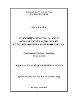 Hoàn thiện công tác quản lý vốn đầu tư XDCB từ nguồn vốn ngân sách tỉnh đăk lăk