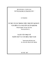 Tư duy tự sự trong tiểu thuyết lịch sử văn hóa của nguyễn xuân khánh (LV02575) 