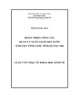 Hoàn thiện công tác quản lý ngân sách nhà nước ở huyện vĩnh linh, tỉnh quảng trị”