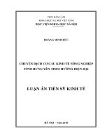 Chuyển dịch cơ cấu kinh tế nông nghiệp tỉnh Hưng Yên theo hướng hiện đại (Luận án tiến sĩ)