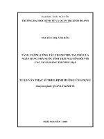 Tăng cường công tác thanh tra tại chỗ của ngân hàng nhà nước tỉnh thái nguyên đối với các ngân hàng thương mại