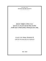 Hoàn thiện công tác quản lý ngân sách nhà nước tại huyện tam đảo, tỉnh vĩnh phúc