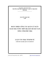 Hoàn thiện công tác quản lý ngân sách nhà nước trên địa bàn huyện tam nông, tỉnh phú thọ