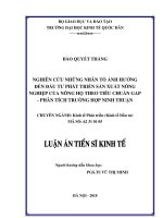 Nghiên cứu những nhân tố ảnh hưởng đến đầu tư phát triển sản xuất nông nghiệp của nông hộ theo tiêu chuẩn GAP, phân tích trường hợp ninh thuận 