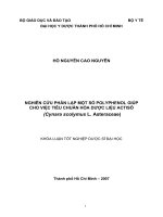 NGHIÊN cứu PHÂN lập một số POLYPHENOL GIÚP CHO VIỆC TIÊU CHUẨN HÓA dược LIỆU ACTISÔ