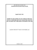 Nghiên cứu ảnh hưởng của các thông số hình học (HD và lt) đến hiệu suất của tua bin trực giao phù hợp với dòng chảy trên sông và ven biển ở Việt Nam (Luận án tiến sĩ)