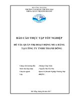 QUẢN TRỊ HOẠT ĐỘNG MUA HÀNG tại CTY TNHH THANH ĐÔNG