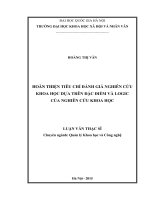 Hoàn thiện tiêu chí đánh giá nghiên cứu khoa học dựa trên đặc điểm và logic của nghiên cứu khoa học_2
