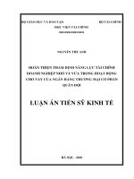 Hoàn thiện thẩm định năng lực tài chính doanh nghiệp nhỏ và vừa trong hoạt động cho vay của ngân hàng thương mại cổ phần Quân đội (Luận án tiến sĩ)