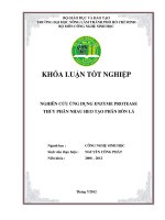 NGHIÊN CỨU ỨNG DỤNG ENZYME PROTEASE THỦY PHÂN NHAU HEO TẠO PHÂN BÓN LÁ Ngành