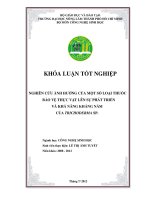 NGHIÊN CỨU ẢNH HƯỞNG CỦA MỘT SỐ LOẠI THUỐC BẢO VỆ THỰC VẬT LÊN SỰ PHÁT TRIỂN VÀ KHẢ NĂNG KHÁNG NẤM CỦA TRICHODERMA SP.
