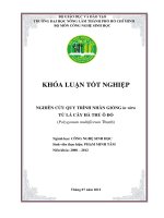 NGHIÊN CỨU QUY TRÌNH NHÂN GIỐNG in vitro TỪ LÁ CÂY HÀ THỦ Ô ĐỎ (Polygonum multiflorum Thunb)