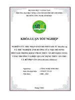 NGHIÊN CỨU THU NHẬN ENZYME PHYTASE TỪ Bacillus sp. VÀ THỬ NGHIỆM ẢNH HƯỞNG CỦA VIỆC BỔ SUNG PHYTASE TRONG KHẨU PHẦN THỨC ĂN ĐẾN KHẢ NĂNG TĂNG TRƯỞNG VÀ HIỆU QUẢ SỬ DỤNG THỨC ĂN CHO CÁ RÔ PHI VẰN (Oreochromis niloticus)