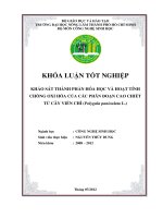 KHẢO SÁT THÀNH PHẦN HÓA HỌC VÀ HOẠT TÍNH CHỐNG OXI HÓA CỦA CÁC PHÂN ĐOẠN CAO CHIẾT TỪ CÂY VIỄN CHÍ (Polygala paniculata L.)