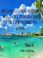 Quyền và nghĩa vụ của các tổ chức, cá nhân tham gia hoạt động khai thác tận thu, chế biến khoáng sản và hoạt động đóng cửa hầm mỏ