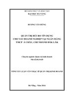 Quản trị rủi ro tín dụng cho vay doanh nghiệp tại ngân hàng TMCP á châu, chi nhánh đăk lăk (tt) 