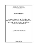 Tác động của quản trị tài chính đến hiệu quả tài chính của các doanh nghiệp sản xuất niêm yết trên thị trường chứng khoán việt nam