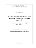 Dạy học đọc hiểu văn bản ca dao ở trường THCS theo quan điểm giao tiếp