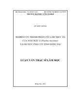 Nghiên cứu thành phần cây làm thức ăn của voi châu á (elephas maximus) tại huyện vĩnh cửa tỉnh đồng nai 