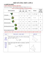 CÔNG THỨC TINH NHANH lớp 12 on thi DH