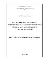 Dạy học đọc hiểu truyện ngắn người trong bao của Sê-Khốp theo hướng tích hợp giáo dục giá trị sống cho học sinh lớp 11