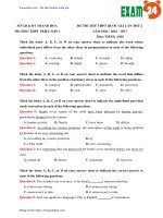 GIẢI CHI TIẾT đề thi thử môn Anh THPT Triệu Sơn 1 – Thanh Hóa lần 2 – 2018