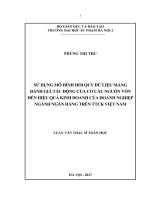 Sử dụng mô hình hồi quy dữ liệu mảng đánh giá tác động của cơ cấu nguồn vốn đến hiệu quả kinh doanh của doanh nghiệp nghành ngân hàng trên TTCK việt nam
