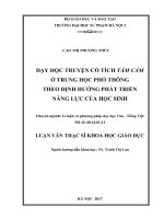 Dạy học Truyện Cổ tích Tấm Cám ở Trung học Phổ thông theo định hướng phát triển năng lực của học sinh