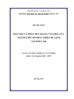 Bảo tồn và phát huy di sản văn hóa của người ê đê với phát triển du lịch tại đắk lắk 