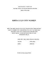ĐIỀU TRA HIỆN TRẠNG SẢN XUẤT THANH LONG THEO HƯỚNG GAP NGHIÊN CỨU ẢNH HƯỞNG CỦA CÁC VẬT LIỆU BAO TRÁI ĐẾN NĂNG SUẤT, PHẨM CHẤT THANH LONG RUỘT TRẮNG TẠI HUYỆN HÀM THUẬN NAM, TỈNH BÌNH THUẬN