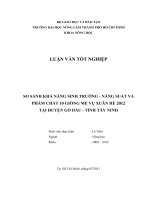 SO SÁNH KHẢ NĂNG SINH TRƯỞNG  NĂNG SUẤT VÀ PHẨM CHẤT 10 GIỐNG MÈ VỤ XUÂN HÈ 2012 TẠI HUYỆN GÒ DẦU  TỈNH TÂY NINH