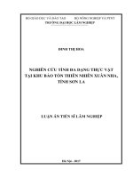 Nghiên cứu tính đa dạng thực vật tại khu bảo tồn thiên nhiên xuân nha, tỉnh sơn la 