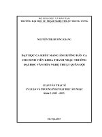 Dạy học ca khúc mang âmhưởng dân ca cho sinh viên khoa thanh nhạc trường đại học VHNTQuân đội 