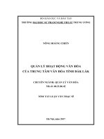Quản lý hoạt động văn hóa của trung tâm văn hóa tỉnh đắk lắk 