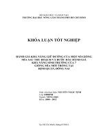 ĐÁNH GIÁ KHẢ NĂNG GIỮ ĐƯỜNG CỦA MỘT SỐ GIỐNG MÍA SAU THU HOẠCH VÀ BƯỚC ĐẦU ĐÁNH GIÁ KHẢ NĂNG SINH TRƯỞNG CỦA 7 GIỐNG MÍA MỚI TRỒNG TẠI ĐỊNH QUÁN, ĐỒNG NAI