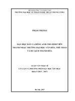 Dạy học dân ca đông anh cho sinh viên thanh nhạc trường đại học văn hóa, thể thao và du lịch thanh hóa 