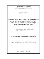 Giải pháp hoàn thiện công tác tuyên truyền, hỗ trợ người nộp thuế trong cơ chế tự khai, tự nộp tại chi cục thuế huyện cẩm giàng, tỉnh hải dương