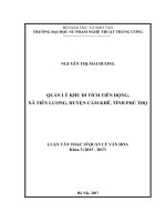 Quản lý khu di tích tiên động, xã tiên lương, huyện cẩm khê, tỉnh phú thọ 