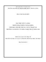 Dạy học dân ca jrai trong hoạt động ngoại khóa cho học sinh hệ trung cấp sư phạm âm nhạc tại trường cao đẳng văn hóa nghệ thuật đắk lắk 