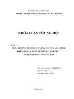 SO SÁNH SINH TRƢỞNG VÀ NĂNG SUẤT CỦA 12 GIỐNG ĐẬU XANH VỤ XUÂN HÈ 2012 TẠI XÃ LƠKU  HUYỆN KBANG  TỈNH GIA LAI