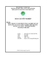 THỰC TRẠNG VÀ GIẢI PHÁP NÂNG CAO HIỆU QUẢ SỬ DỤNG ĐẤT SẢN XUẤT NÔNG NGHIỆP TRÊN ĐỊA BÀN HUYỆN VẠN NINH – TỈNH KHÁNH HÒA GIAI ĐOẠN 20062012