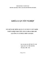 XÂY DỰNG HỆ THỐNG QUẢN LÝ AN TOÀN VÀ SỨC KHỎE NGHỀ NGHIỆP THEO TIÊU CHUẨN OHSAS 18001:2007 TẠI CÔNG TY CỔ PHẦN THÉP NAM KIM