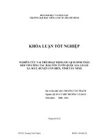 NGHIÊN CỨU VAI TRÒ HOẠT ĐỘNG DU LỊCH SINH THÁI ĐỐI VỚI CÔNG TÁC BẢO TỒN VƯỜN QUỐC GIA LÒ GÒ XA MÁT, HUYỆN TÂN BIÊN, TỈNH TÂY NINH