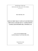 KHẢO SÁT HIỆN TRẠNG VÀ ĐỀ XUẤT GIẢI PHÁP PHÁT TRIỂN MẢNG XANH KHU DÂN CƯ AN BÌNH, PHƯỜNG AN BÌNH, THÀNH PHỐ BIÊN HÒA, TỈNH ĐỒNG NAI