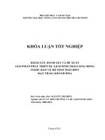 KHẢO SÁT, ĐÁNH GIÁ VÀ ĐỀ XUẤT GIẢI PHÁP PHÁT TRIỂN DU LỊCH SINH THÁI CỘNG ĐỒNG Ở KHU BẢO VỆ HỆ SINH THÁI BIỂN RẠN TRÀO, KHÁNH HÕA