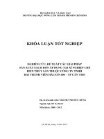 NGHIÊN CỨU, ĐỀ XUẤT CÁC GIẢI PHÁP SẢN XUẤT SẠCH HƠN ÁP DỤNG TẠI XÍ NGHIỆP CHẾ BIẾN THỦY SẢN THUỘC CÔNG TY TNHH HAI THÀNH VIÊN HẢI SẢN 404 – TP CẦN THƠ